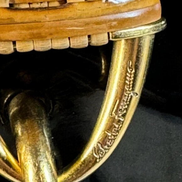 Salvatore Ferragamo Vintage Wicker Lock Patent Leather Shoulder bag with COA - Picture 5 of 14